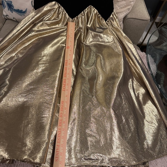 vintage 1980s gunne sax style Black Gold Bow Strapless Holiday Dress Bow - Picture 5 of 14